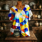 T-shirt da donna con scollo a V e stampa rinfrescante