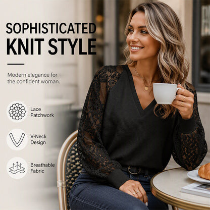 Maglione da donna elegante con scollo a V in maglia