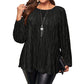 Top a maniche lunghe plissettato da donna taglie forti