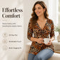 Top da donna taglie forti con scollo a V e stampa leopardata