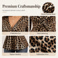 Top da donna taglie forti con scollo a V e stampa leopardata