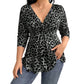 Top da donna taglie forti con scollo a V e stampa leopardata