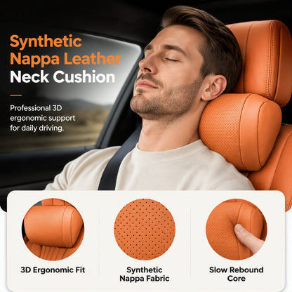 🚗✨ Cuscino Cervicale per Poggiatesta Auto in Ecopelle Nappa - Memory Foam a Ritorno Lento | Supporto Ergonomico 3D | Vestibilità Universale | Ideale per Tragitti, Viaggi & Riposo 🛣️