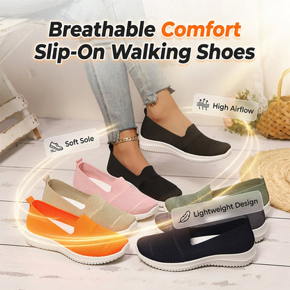 Scarpe da passeggio slip-on da donna in mesh traspirante