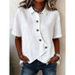 Camicia da donna asimmetrica a maniche corte con bottoni
