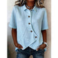 Camicia da donna asimmetrica a maniche corte con bottoni