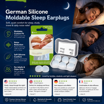 Tappi per le orecchie modellabili in silicone per dormire