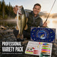 Calendario dell'Avvento di Natale con esche da pesca a sorpresa e cucchiaini a forma di pesciolino.