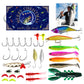 Calendario dell'Avvento di Natale con esche da pesca a sorpresa e cucchiaini a forma di pesciolino.