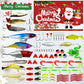 Calendario dell'Avvento di Natale con esche da pesca a sorpresa e cucchiaini a forma di pesciolino.