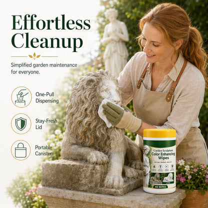 Salviette umidificate per ravvivare il colore e pulire sculture da giardino, confezione da 40 pezzi.