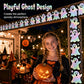 Adesivo olografico di Halloween con bordo a forma di fantasma laser
