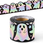 Adesivo olografico di Halloween con bordo a forma di fantasma laser