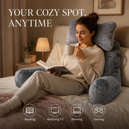 🥳SALDI 2026🥳💞50.000+ Venduti! 🛋️📖 -50%! Cuscino Multifunzionale da Lettura con Supporto Lombare – Schienale alto, poggiatesta imbottito e braccioli laterali. Fodera in velluto, sfoderabile e lavabile – perfetto per letto, divano e pavimento! Da €6,99