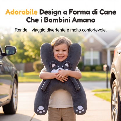 🚗💤 Cuscino Auto a Forma di H per Bambini – Supporto per Testa e Collo, Cintura Integrata 🧸Morbido, abbracciabile e disponibile in 4 simpatici animali! 🐶🐷🐰🐼