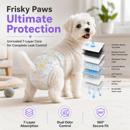 Pannolini usa e getta per animali domestici, ultra assorbenti e traspiranti.