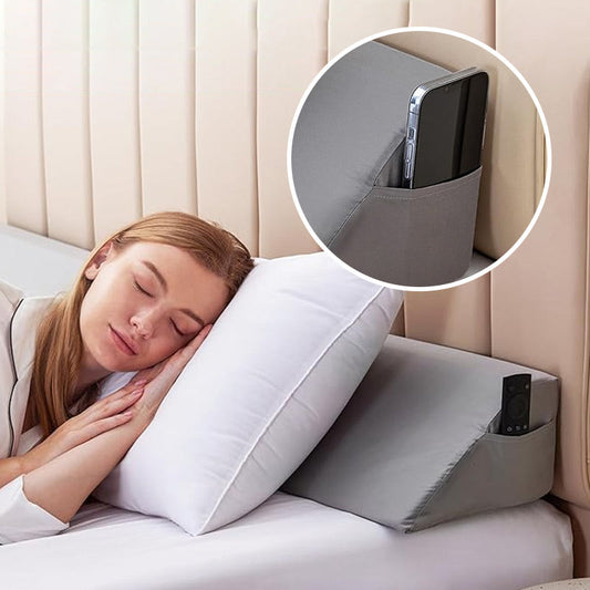 ✨🛏️ Cuscino a cuneo per testiera con tasche laterali – Design salvaspazio, comfort e organizzazione in un solo prodotto