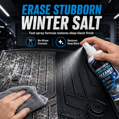 Spray per rimuovere le macchie di sale invernale dai tappetini in gomma dell'auto
